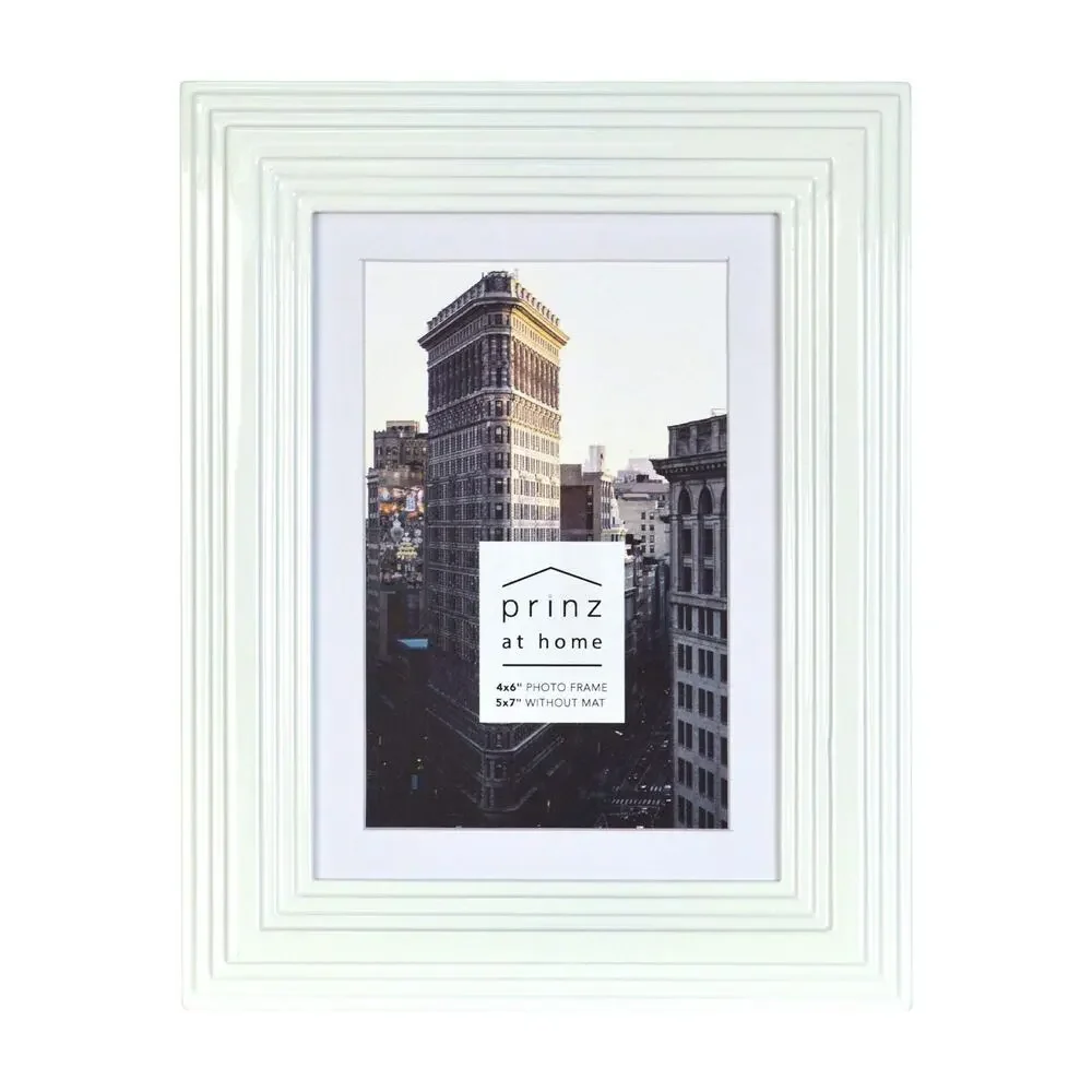 PRINZ‎ Midtown High Gloss 4 x 6 Molded Modern Picture Frame Modern , White 4x6